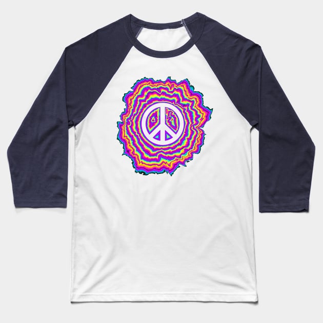 psychedelic transparent pink peace sign Baseball T-Shirt by DrewskiDesignz